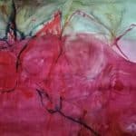 A red and green painting by Tracey Emin